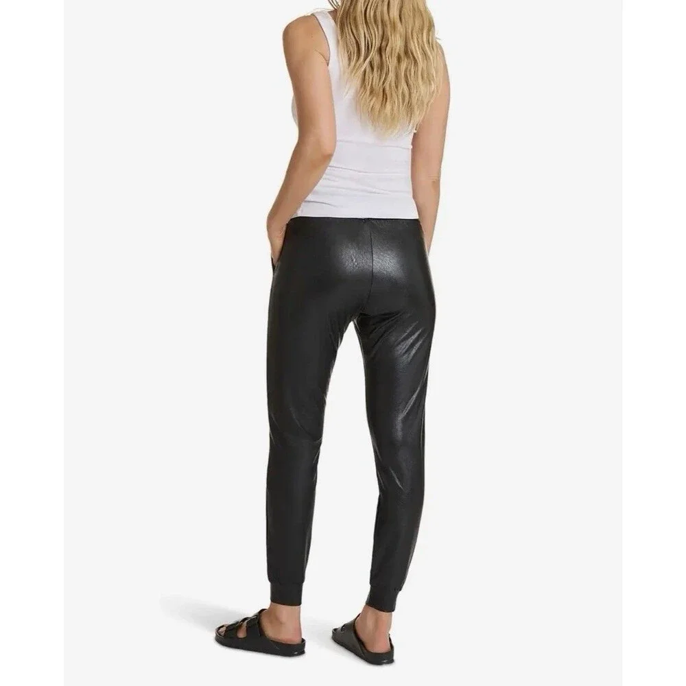 Commando Faux Leather Jogger Pant Black Legging Pull On Pockets Stretch Women XL